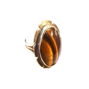 Tiger Eye Sterling Silver Statement Ring, size 8.5